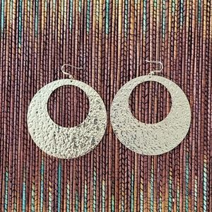 Boho Hammer Gold Tone Statement Hoop Earrings